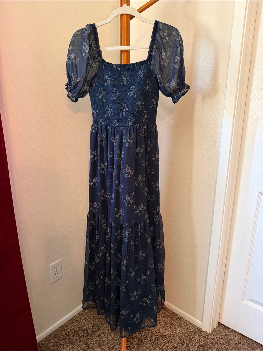 Patrons of Peace Navy Floral Puff-Sleeve Maxi Dress